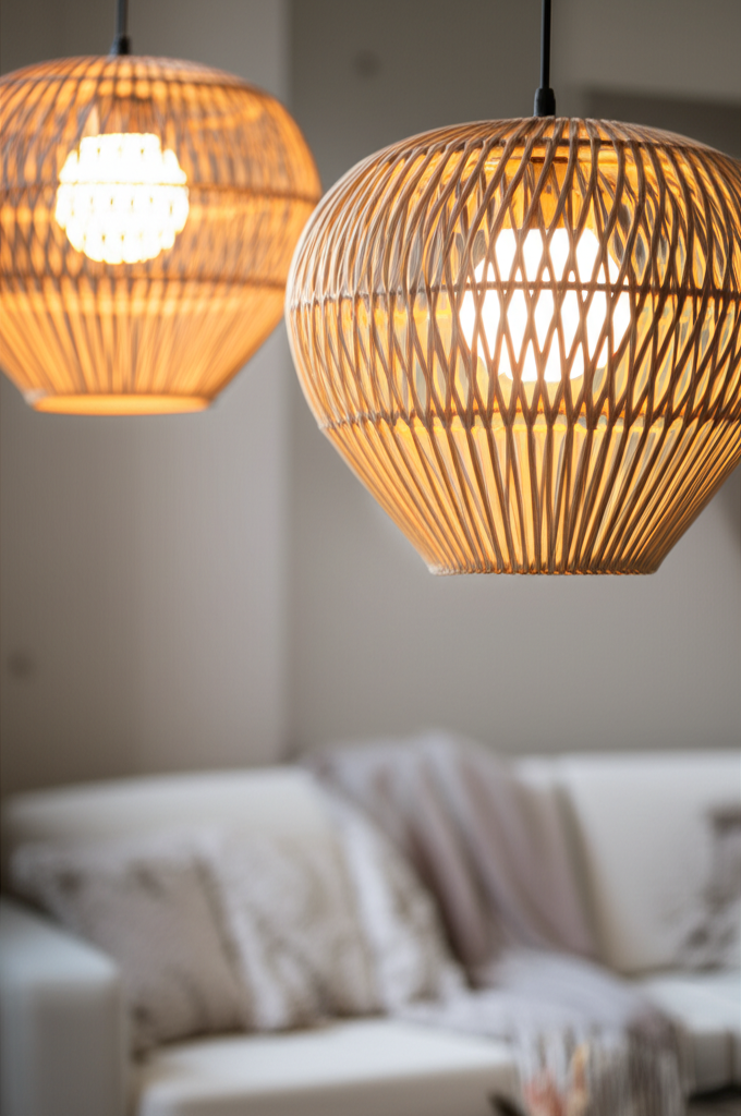 Lounge detail—woven light and textures
